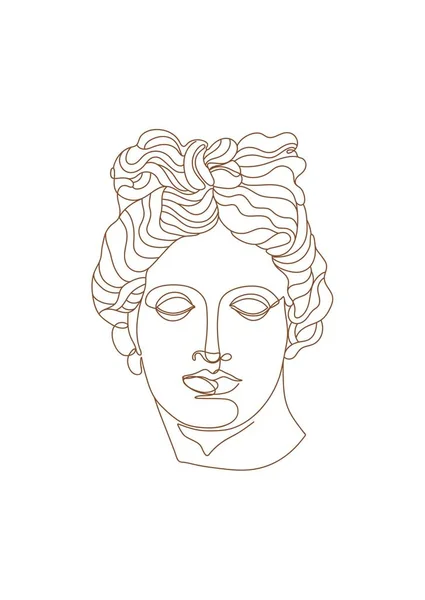 Estatua Dios Griego Antiguo Una Línea Escultura Mitológica Clásica Apolo — Vector de stock