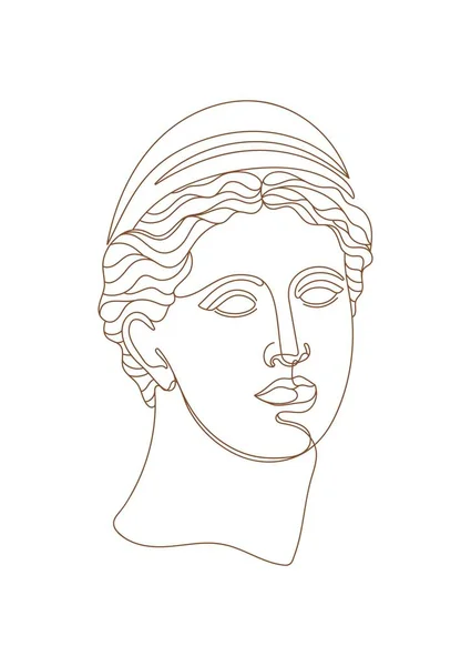 Jedna Linie Starořecká Bohyně Socha Diana Versailles Nebo Klasická Mytologická — Stockový vektor