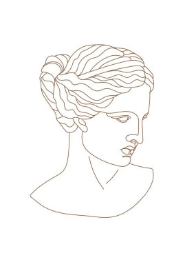 One line Ancient Greek goddess statue. Aphrodite or Venus ancient classical statue. Vector art for design of posters, clothes, logo, invitations.