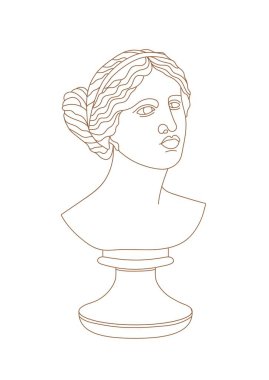 Bir çizgi Antik Yunan tanrıça heykeli. Afrodit ya da Venüs antik klasik heykeli. Poster, kıyafet, logo, davetiye tasarımı için vektör sanatı.