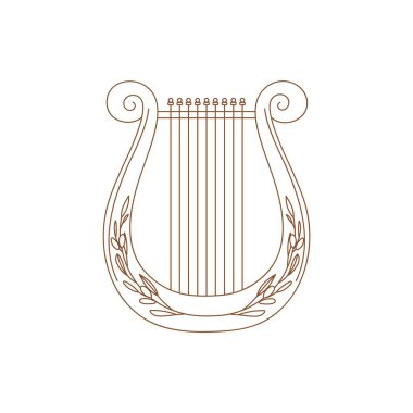 Ancient lyre icon. Harp hand drawn musical instrument. Vector illustration.