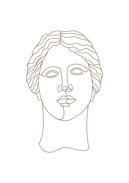 Eine Linie Antike Griechische Göttin Statue Aphrodite Oder Venus Antike — Stockvektor