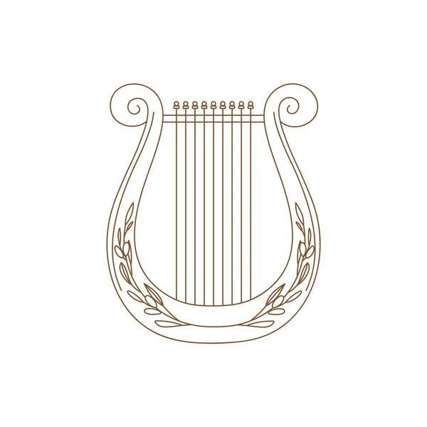 Ancient Lyre Icon Harp Hand Drawn Musical Instrument Vector Illustration — Stock Vector