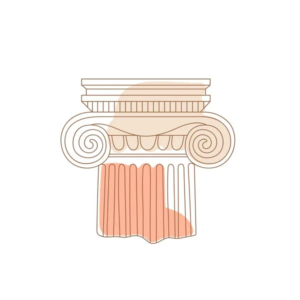 Linear Drawing Ancient Greek Column Architect Symbol Ionic Column Abstract — Stock vektor