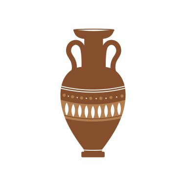Earthy Greek vase or amphoras. Vase pottery, ancient pot Greek. Vector design.