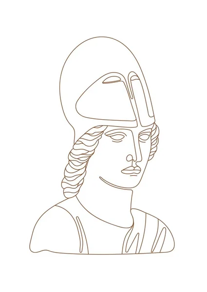 One Line Ancient Greek Goddess Statue Athena Classical Mythological Sculpture — ストックベクタ