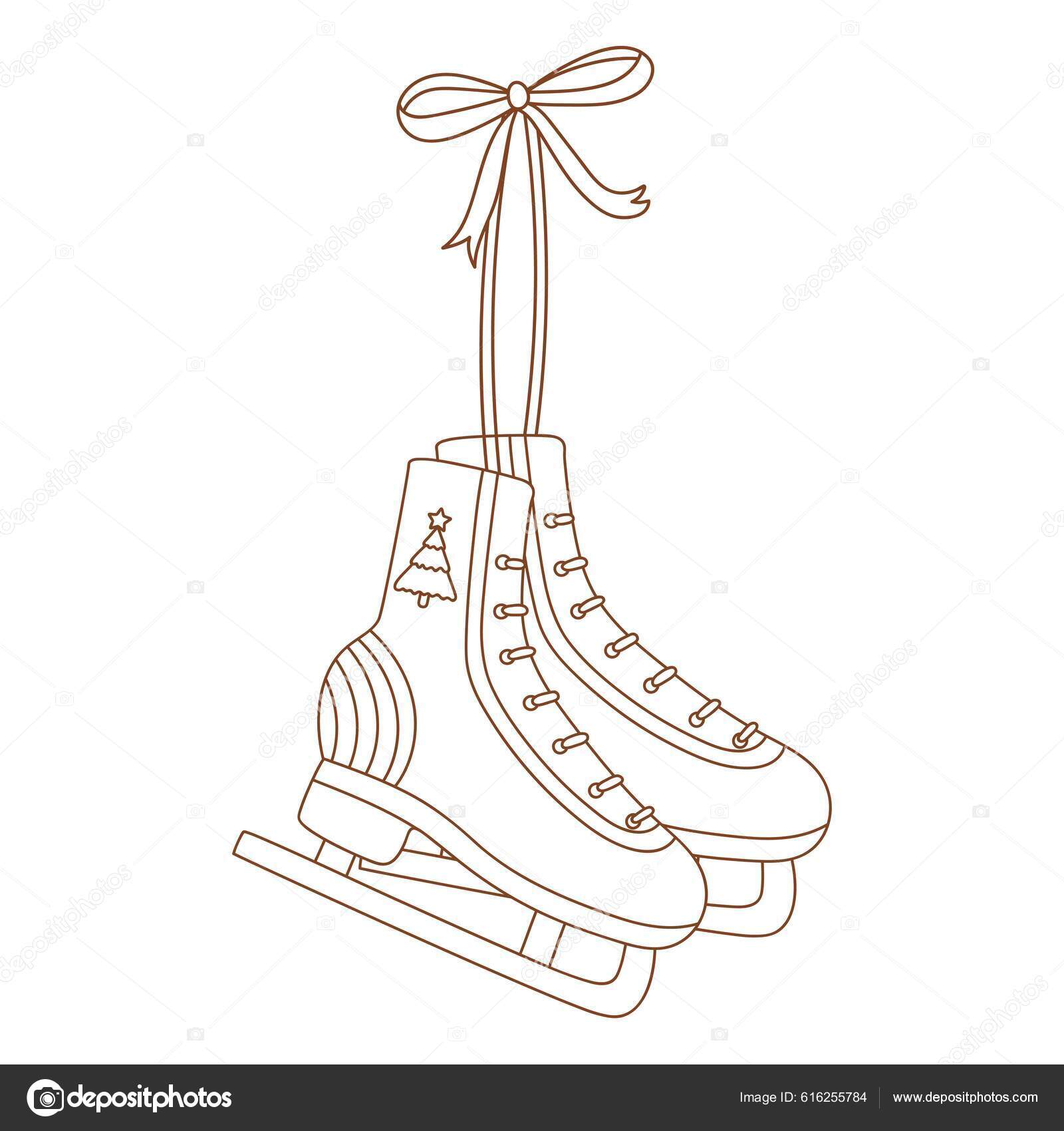 Desenho Página Para Colorir Patins Gelo Natal Skate Rolo Delineado Vetor de  ©CoCoArt_Ua 616255784, image size:1600x1700