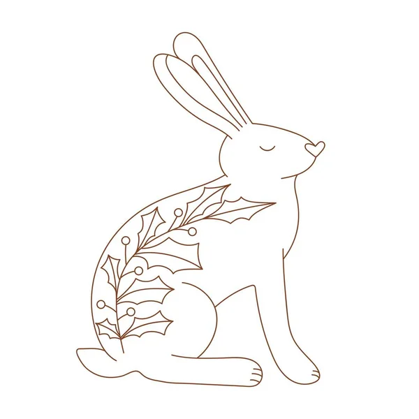 Dibujo Para Colorear Del Conejo Navidad 2023 Año Del Conejo — Vector de stock