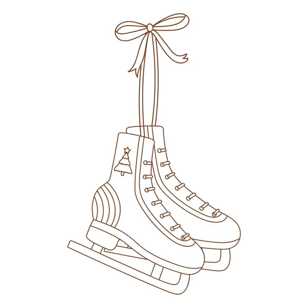Coloring Page Outline Christmas Ice Skates Outlined Roller Skate Coloring — Stock Vector