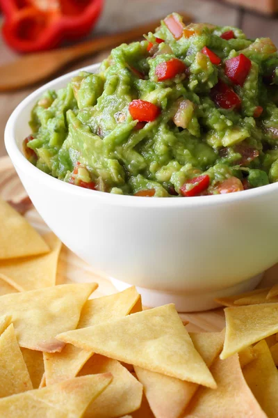 Mexikói étel. házi nachos chips és guacamole — Stock Fotó