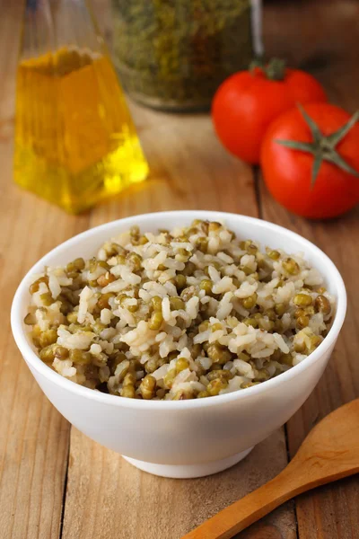 Frijoles mungo con arroz — Foto de Stock