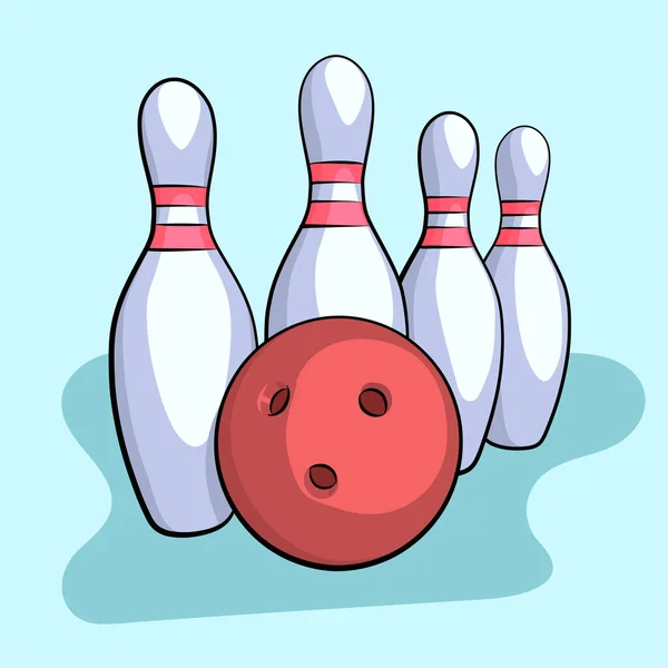 Karikatura Bowling Koule Čtyřmi Kolíky Zádech — Stockový vektor