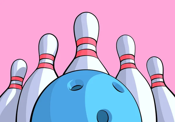 Dit Een Cartoon Vector Van Een Bowlingbal Met Een Pin — Stockvector