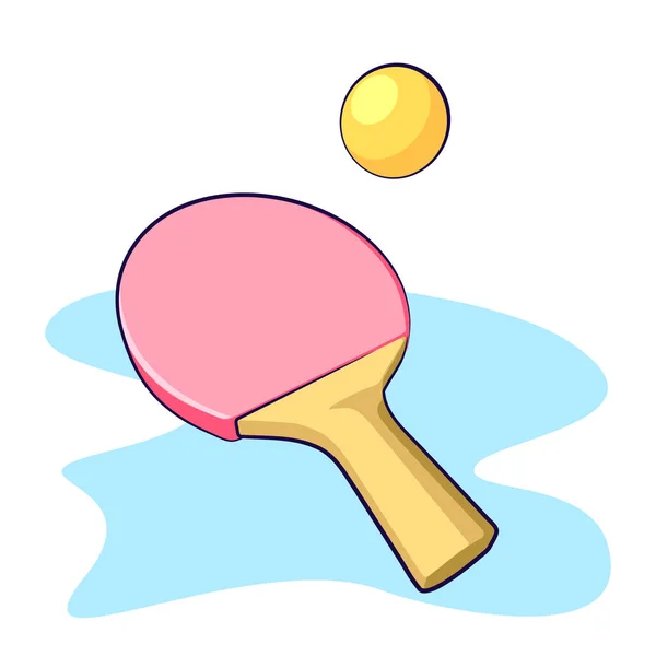 这是一个乒乓球投注和球卡通矢量 带有阴影和轮廓设计 — 图库矢量图片