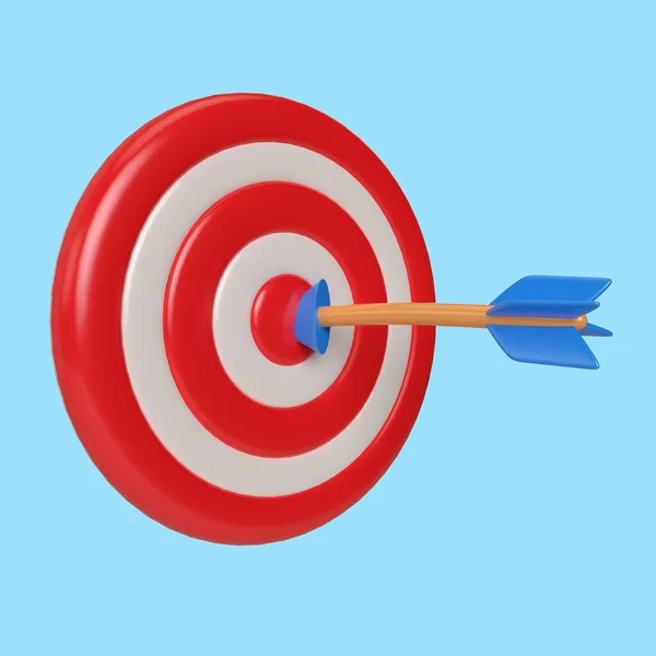 Rendering Illustration Arrow Hitting Target High Resolution Light Blue Background — Fotografia de Stock