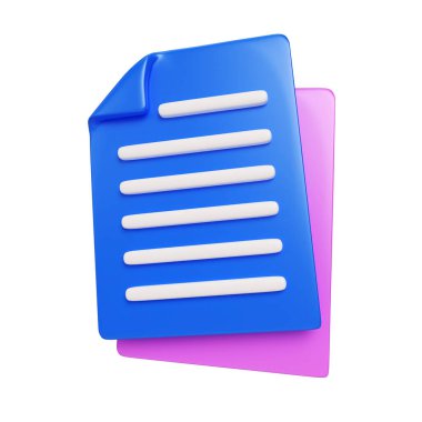 Bu, şirket faaliyetleri hakkında bir belge veya dosya gösteren üç boyutlu bir belge simgesidir.