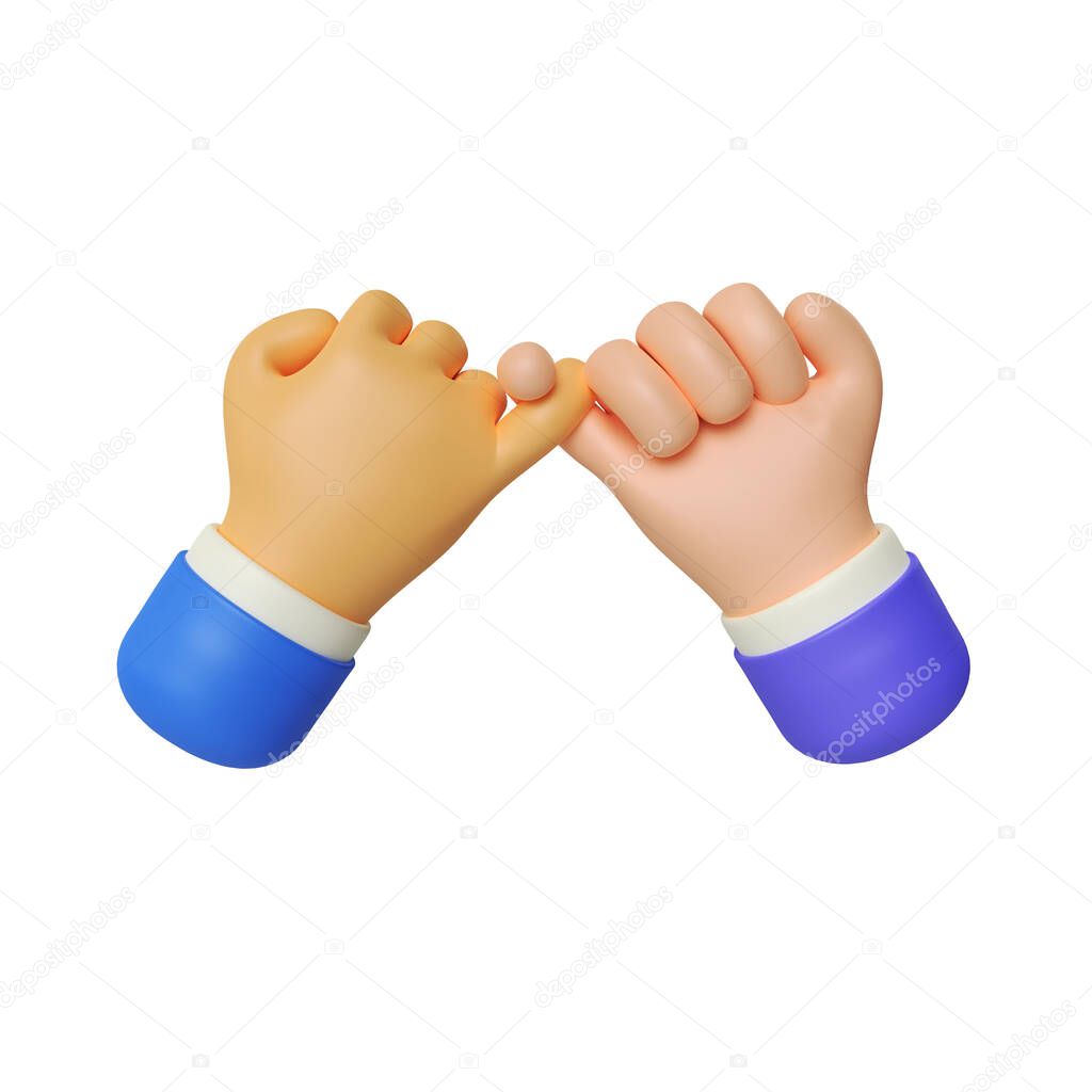 This is a pinky promise hand gesture rendering 3d illustration, which illustrates the agreement that must be kept
