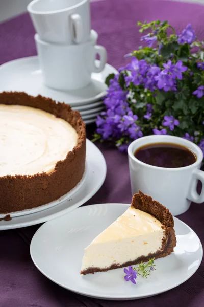 Cheesecake e café — Fotografia de Stock