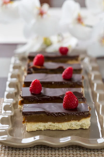Baked dessert with raspberries — Stock Photo, Image