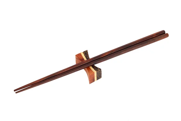 白色背景隔离的木制筷子 — 图库照片