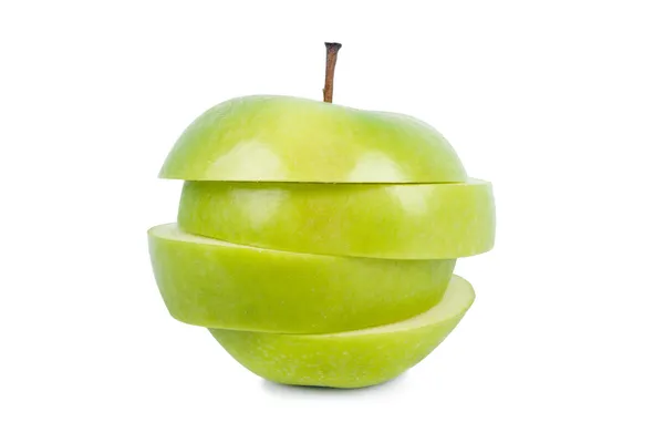 Grönt äpple, isolerad på vit bakgrund — Stockfoto