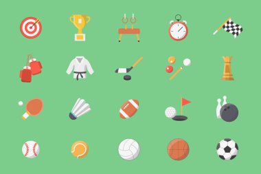 Spor Simgeleri seti - Site veya arayüz için spor türünün vektör renk sembolleri