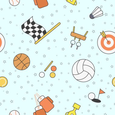 Spor - Grafik tasarımı için sembollerin renk arkaplanı (pürüzsüz desen)