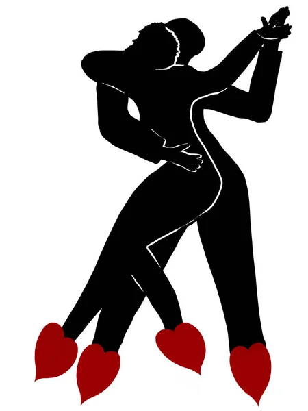 Couple Dancers Dancing Tip Hearts — Stockfoto