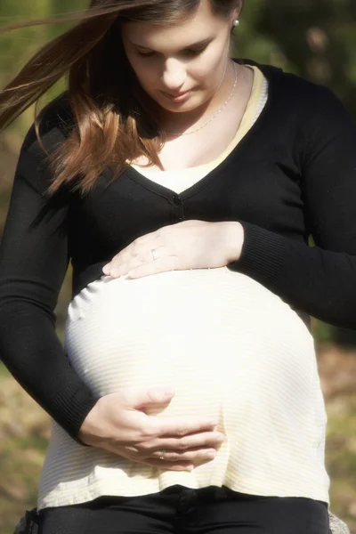 Mujer embarazada en la naturaleza —  Fotos de Stock