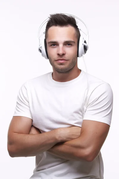 Genç adam kulaklık müzik dinleme Telifsiz Stok Fotoğraflar