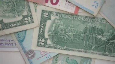 Collection of different money paper currencies