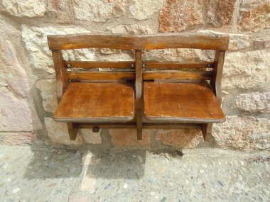 Wooden chairs Alquezar village Huesca Aragon Spain