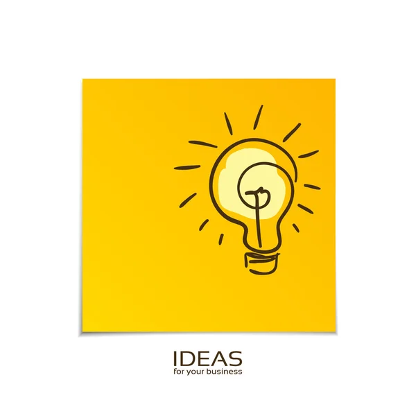 Ideas - sticker with a light bulb, isolated on white background — Stock Photo, Image