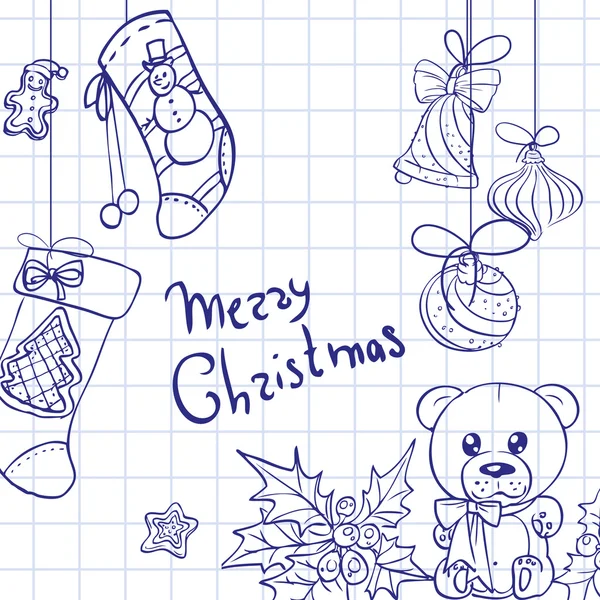 Merry Christmas congratulation doodle sketch banner — Stock Photo, Image