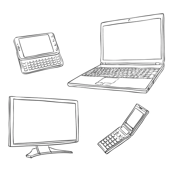 Sketch dispositivos multimídia — Fotografia de Stock