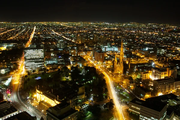 Melbourne city skyline w nocy — Zdjęcie stockowe