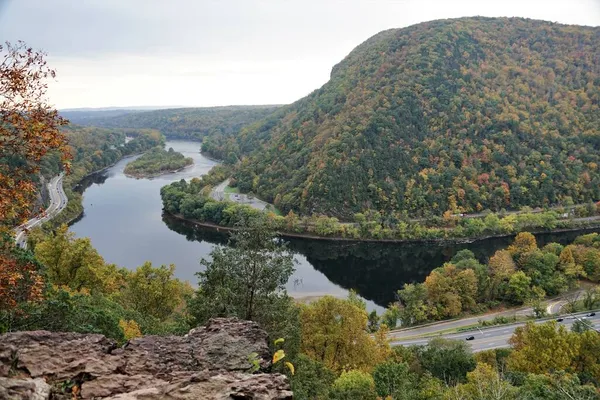 Het Uitzicht Vanuit Lucht Het Verkeer Delaware Water Gap Het — Stockfoto