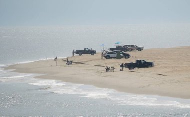 Lewes, Delaware, ABD - 21 Eylül 2021 Cape Henlopen Plajı 'ndaki balıkçının manzarası