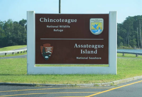 Chincoteague Virginia Verenigde Staten September 2021 Het Entreebord Naar Assateague — Stockfoto