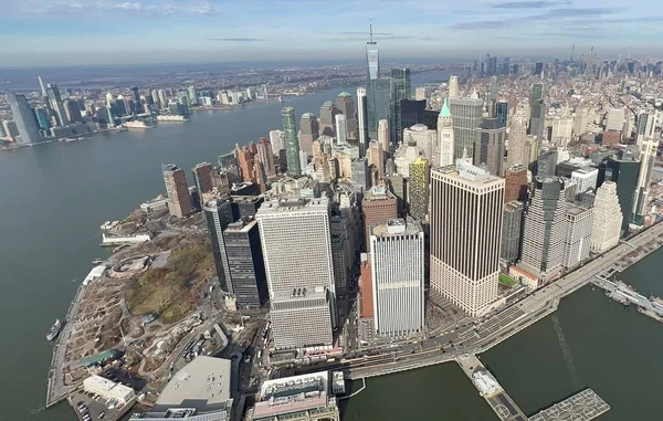 Nova Iorque Eua Dezembro 2021 Vista Aérea Arranha Céus Manhattan — Fotografia de Stock