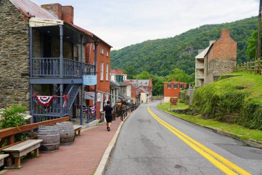 Harpers Ferry, West Virginia, U.S.A - August 22, 2021 - The view of the residential and commercial buildings during the day