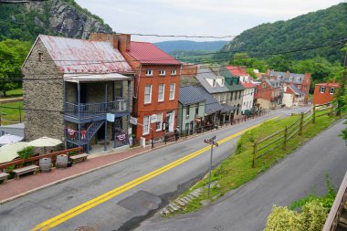Harpers Ferry, West Virginia, U.S - August 22, 2021 - The view of the residential and commercial buildings during the day