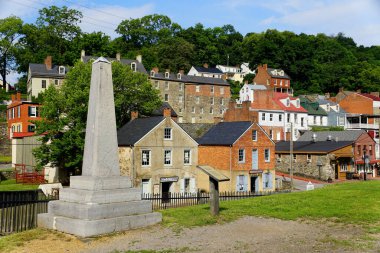 Harpers Ferry, West Virginia, U.S.A - August 22, 2021 - The view of the residential and commercial buildings on the main road