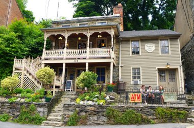Harpers Ferry, West Virginia, U.S.A - August 22, 2021 - The view of the residential, homestay and commercial buildings
