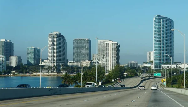Miami Florida Stati Uniti Febbraio 2022 Vista Del Traffico Sulla — Foto Stock