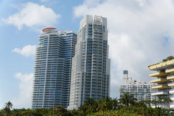 Miami Beach Florida 2022 Február Tengerparti Szállodák Üdülőhelyek Társasházak Magas — Stock Fotó