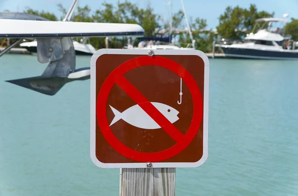 Big Pine Key Florida February 2022 Sign Alert Visitors Fishing Stock Image