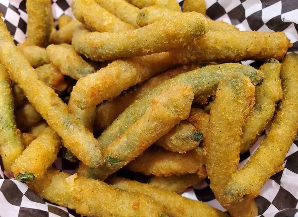 Close Stack Fried Green Beans — Stock Fotó