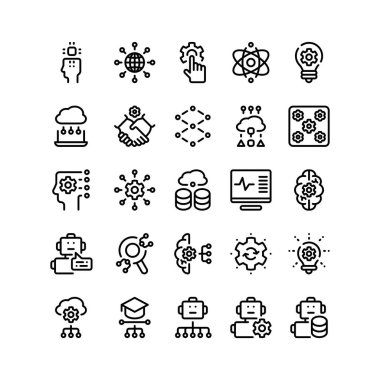 Makine Öğrenme, Derin ve Yapay Zeka Ana Hattı Simge, Logo ve İllüstrasyon