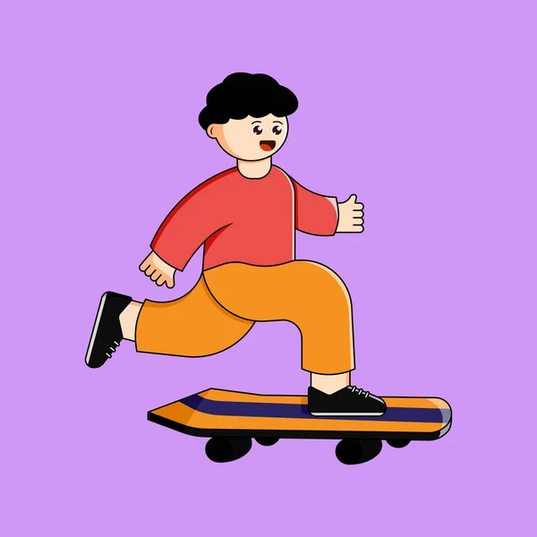 People Skateboard Skating Male Man Kids Playing Illustration — Stock vektor